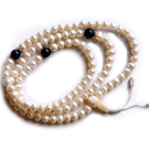 Pearl Mala 108 beads W. Lapis Dividers 