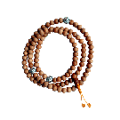 Plain Wood Mala with Silver Divider Bead